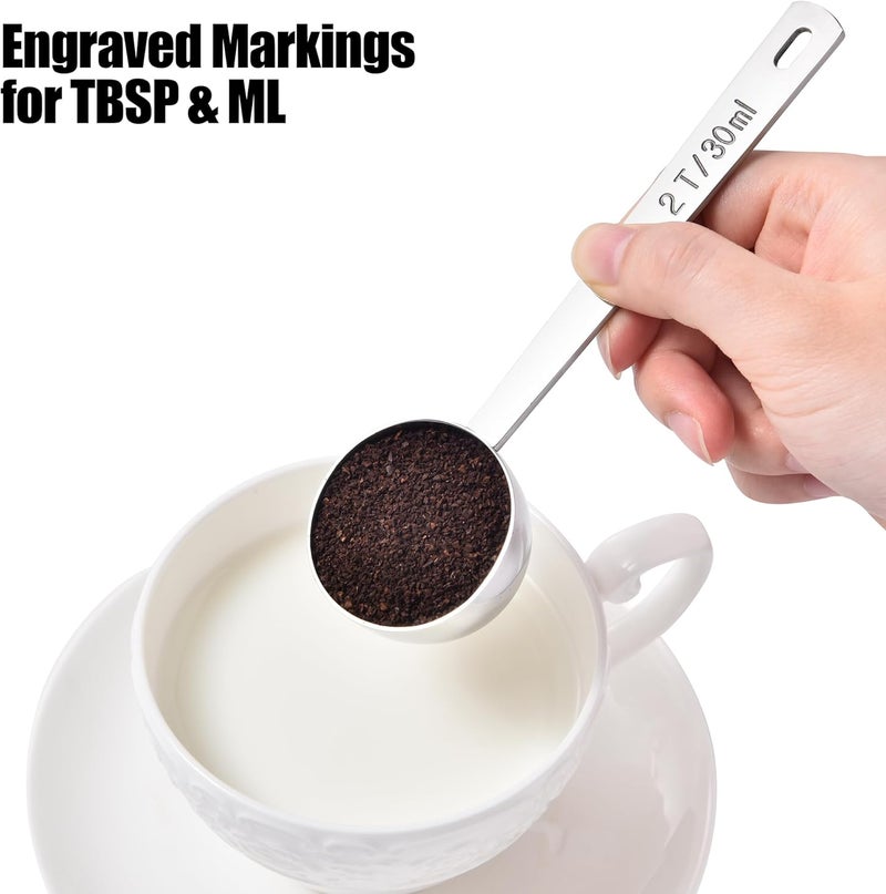 Doosu 18/8 Stainless Steel Coffee Scoop, Food-Grade Metal Measuring Spoon with 4.3in Long Handle, Tablespoon Scooper for Coffee Beans, Ground Coffee, Espresso, Protein Powders, Tea, Sugar (2 Tbsp) - Image 4